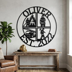 custom firefighter metal sign