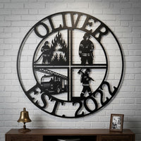 custom firefighter metal sign