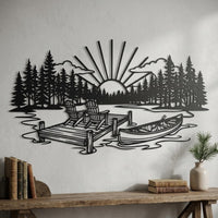 Lake Sunset Dock Canoe Decor