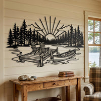 Lake Sunset Dock Canoe Decor