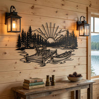 Lake Sunset Dock Canoe Decor