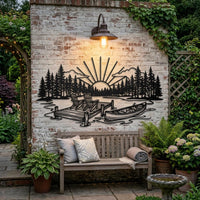 Lake Sunset Dock Canoe Decor