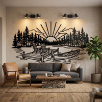 Lake Sunset Dock Canoe Decor