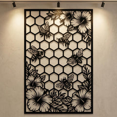 Bee Honeycomb Metal Wall Decor