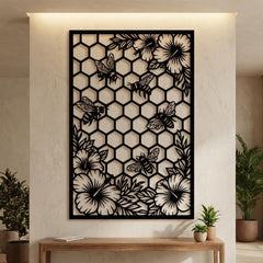 Bee Honeycomb Metal Wall Decor