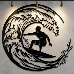 Surfing Wave Metal Wall Decor