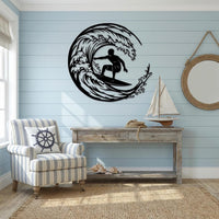 Surfing Wave Metal Wall Decor
