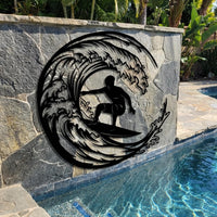 Surfing Wave Metal Wall Decor