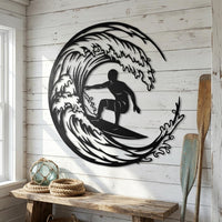 Surfing Wave Metal Wall Decor