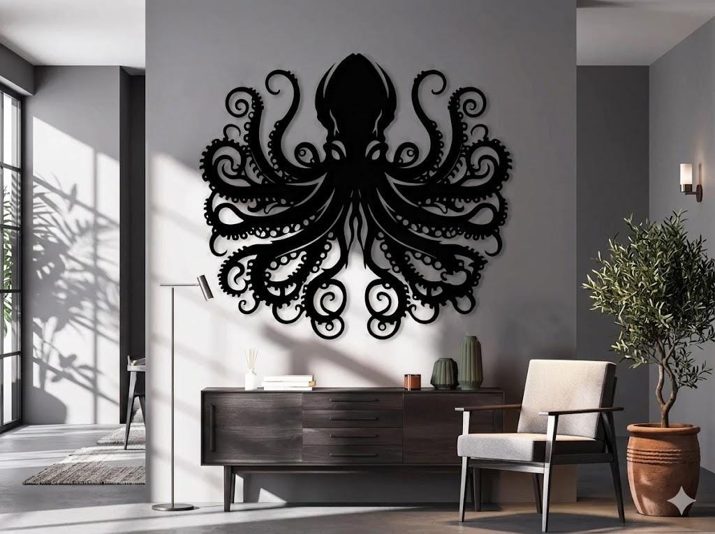 Ocean Monster Metal Wall Art