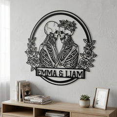 personalized skeleton couple wall art