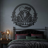 personalized skeleton couple wall art