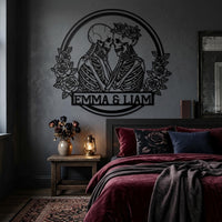 personalized skeleton couple wall art