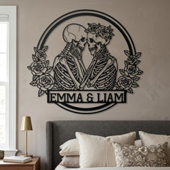 personalized skeleton couple wall art
