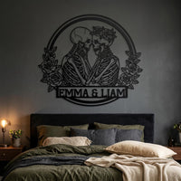 personalized skeleton couple wall art