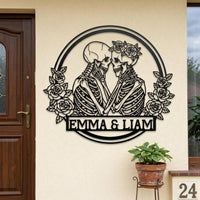 personalized skeleton couple wall art