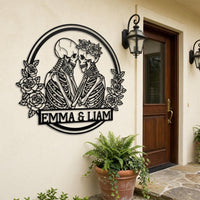 personalized skeleton couple wall art