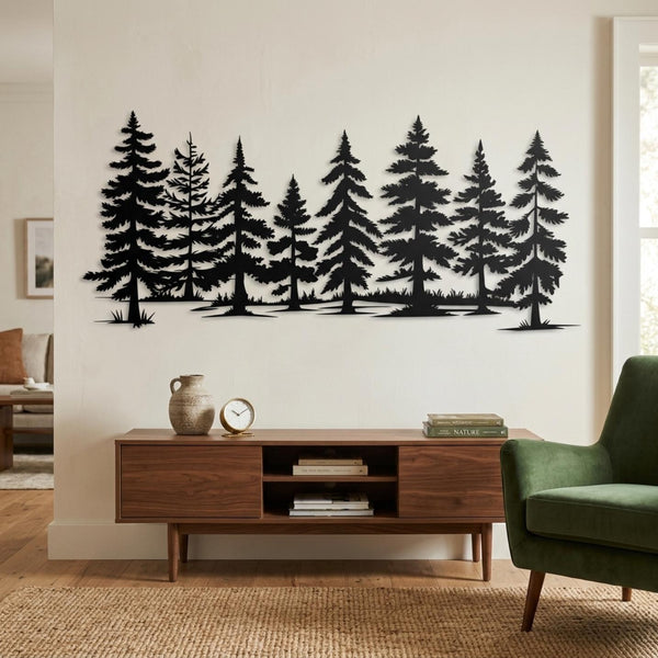 pine tree forest wall art