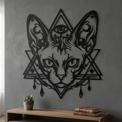 mystical cat metal wall decor