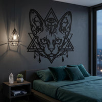 mystical cat metal wall decor