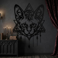 mystical cat metal wall decor