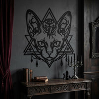 mystical cat metal wall decor