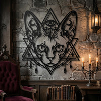 mystical cat metal wall decor