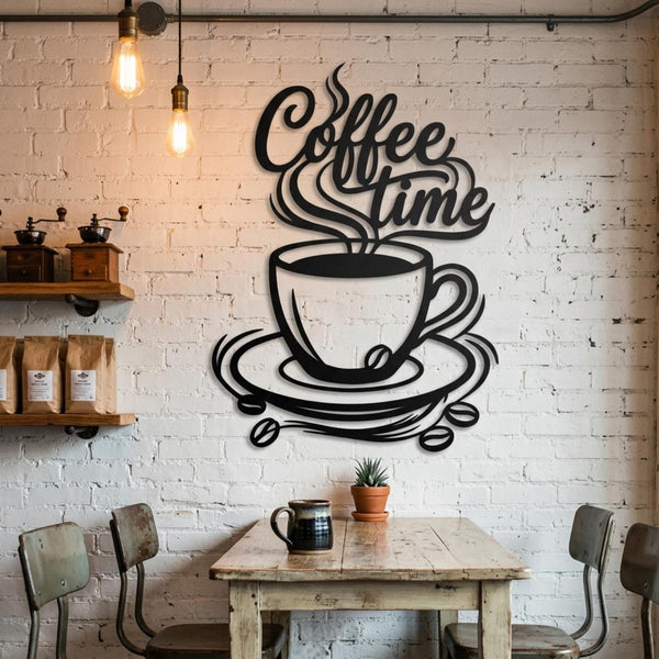 coffee time metal wall art