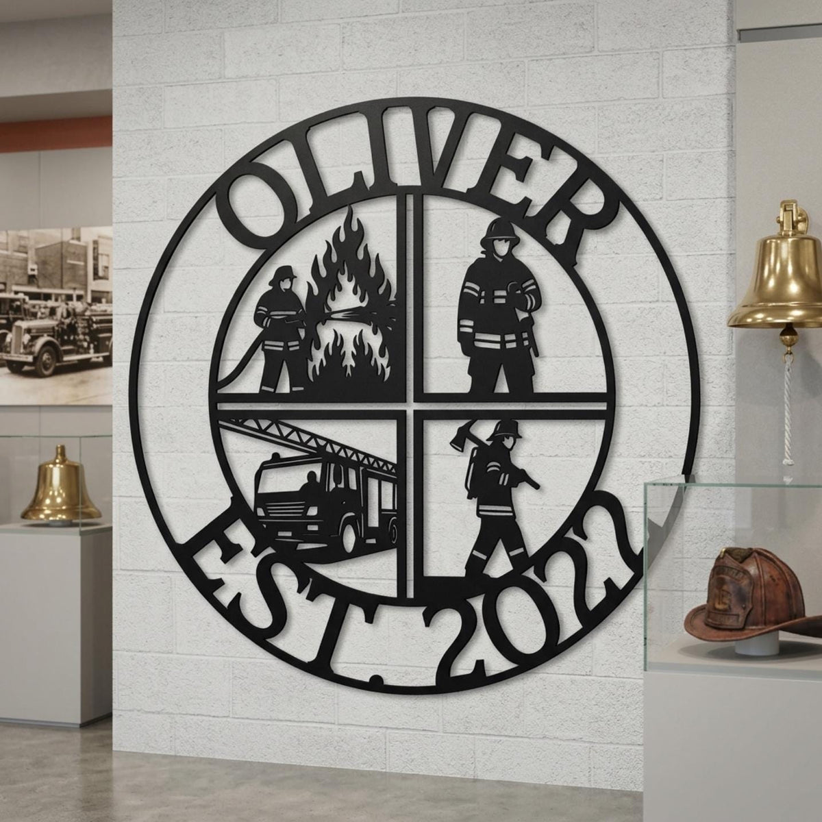 custom firefighter metal sign