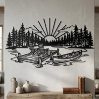 Lake Sunset Dock Canoe Decor