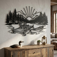 Lake Sunset Dock Canoe Decor