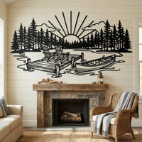 Lake Sunset Dock Canoe Decor