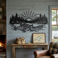 Lake Sunset Dock Canoe Decor
