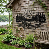 Lake Sunset Dock Canoe Decor