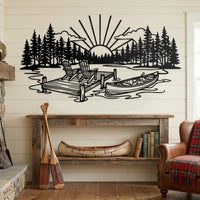 Lake Sunset Dock Canoe Decor