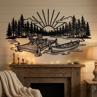 Lake Sunset Dock Canoe Decor