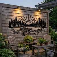 Lake Sunset Dock Canoe Decor