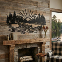 Lake Sunset Dock Canoe Decor