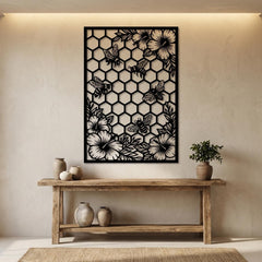 Bee Honeycomb Metal Wall Decor
