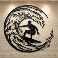 Surfing Wave Metal Wall Decor