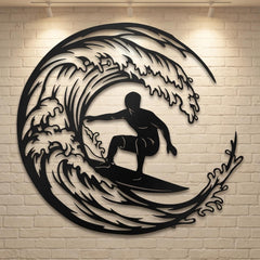 Surfing Wave Metal Wall Decor