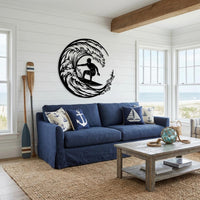 Surfing Wave Metal Wall Decor