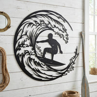 Surfing Wave Metal Wall Decor