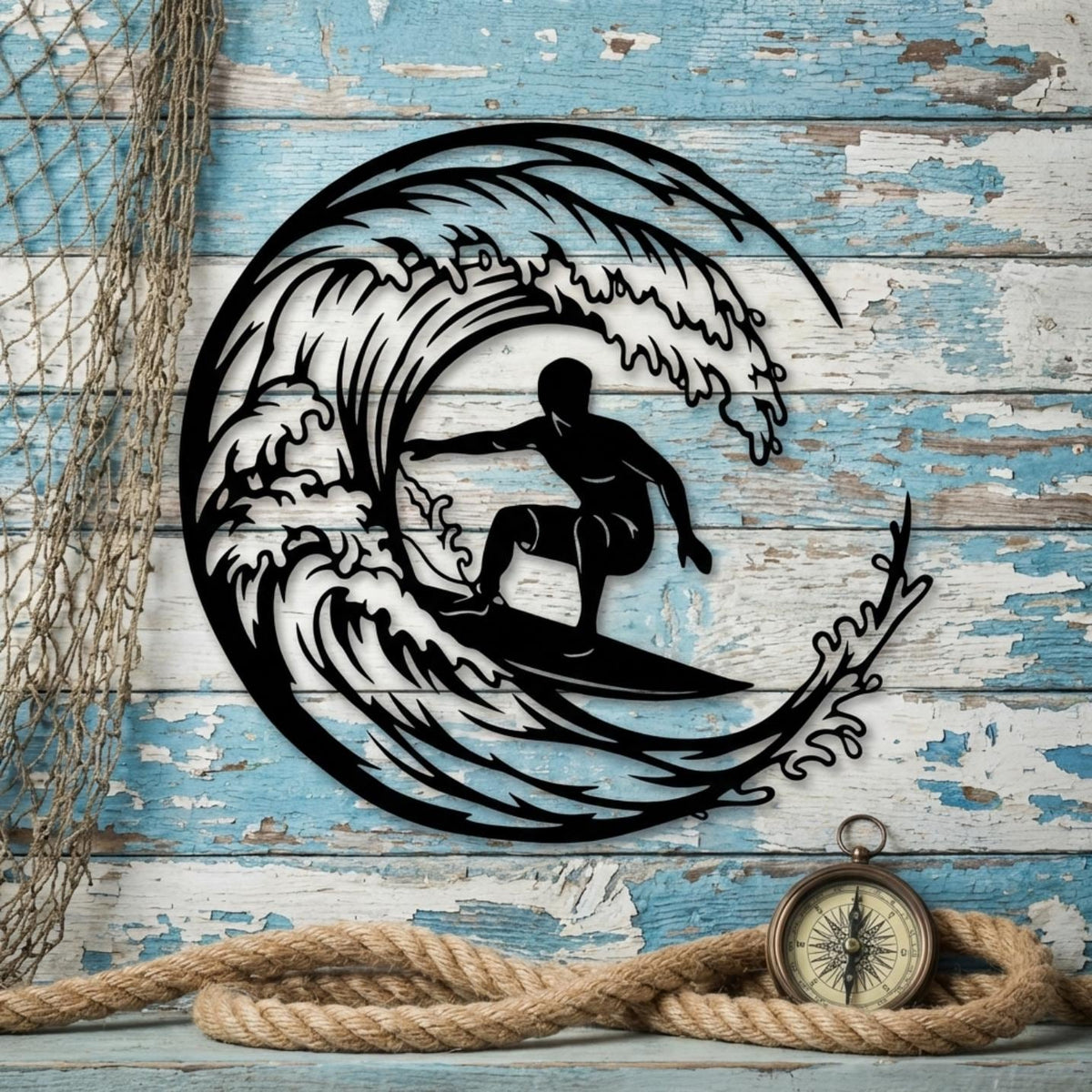 Surfing Wave Metal Wall Decor