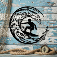Surfing Wave Metal Wall Decor