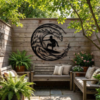 Surfing Wave Metal Wall Decor