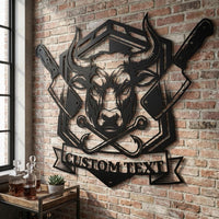 custom butcher metal sign