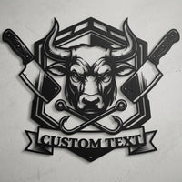 custom butcher metal sign