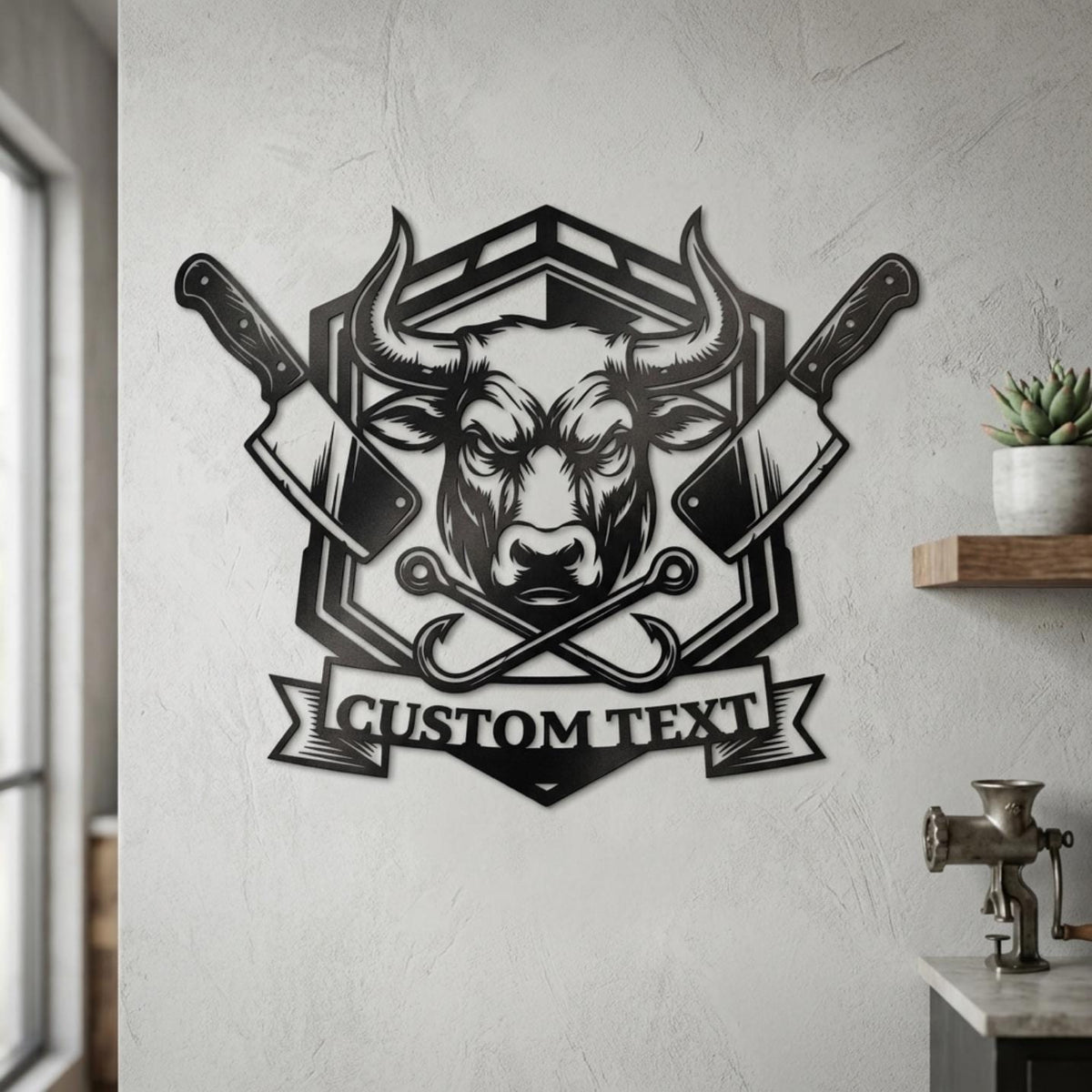 custom butcher metal sign