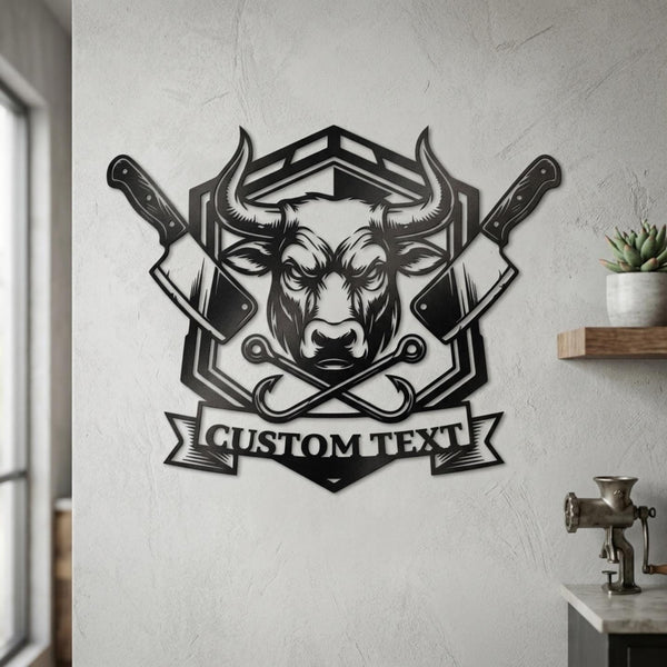 custom butcher metal sign